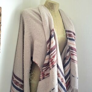 Vintage Merona Reworked Soft Aztec Print Shawl Boho Hippie Western Vibes OS